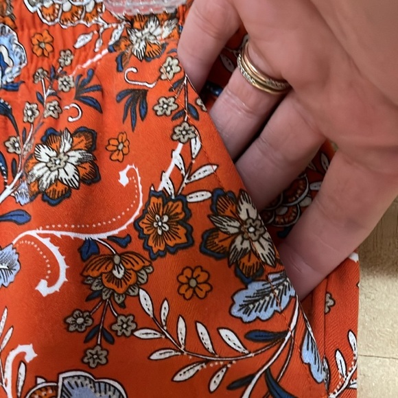 J. Jill size XS Mid-rise Orange with Blue with Bohemian Print Elastic Shorts - Picture 6 of 10